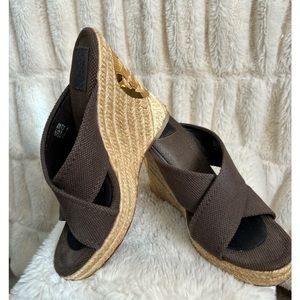 Tory Burch brown espadrille wedge sandals size 8.5